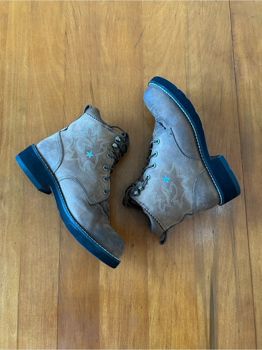 Ariat ProBaby Lacer Brown Leather Western Boots Blue Star Women’s 7B